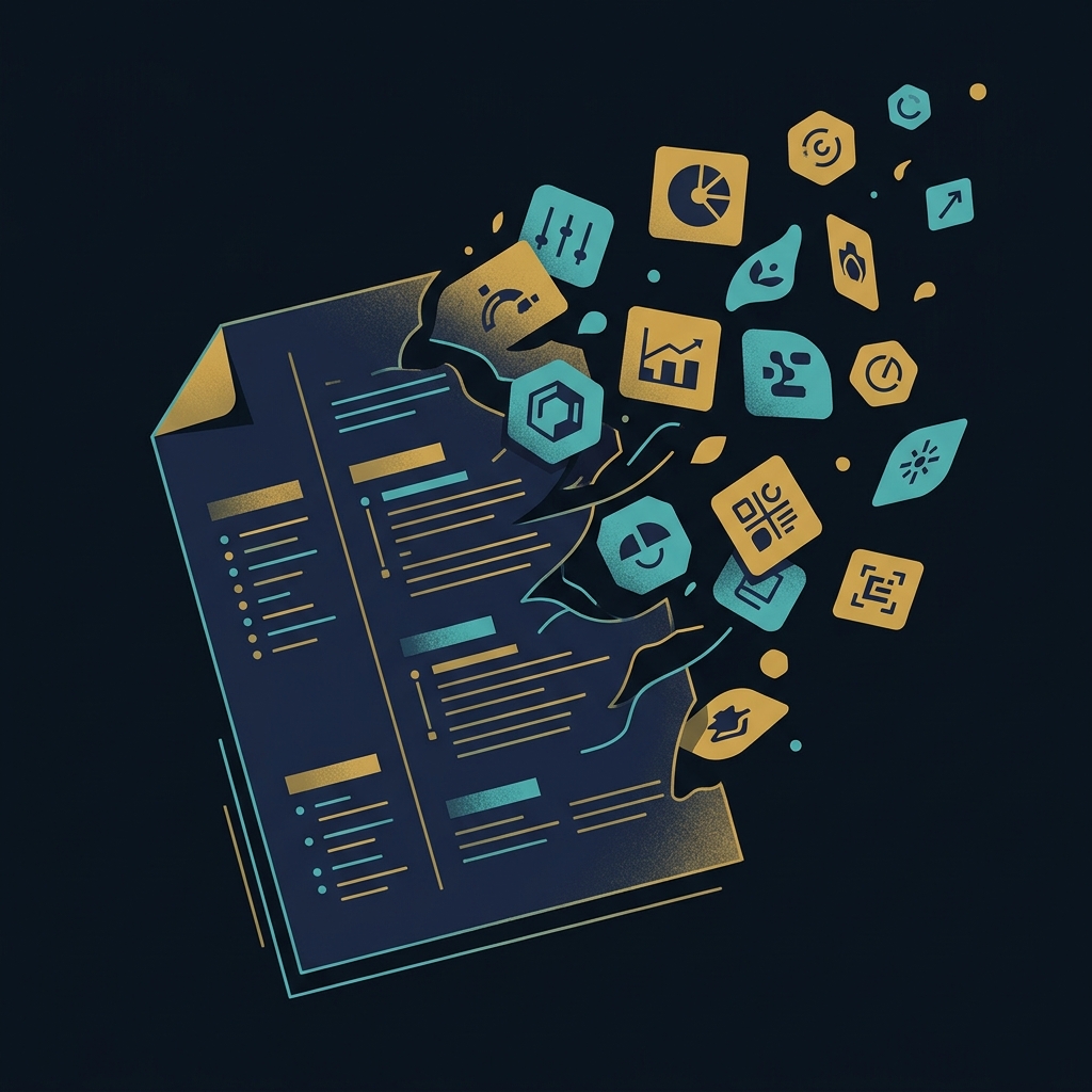Document transforming into skill chips illustration
